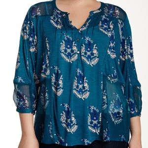 Lucky Brand Mixed Henley Top